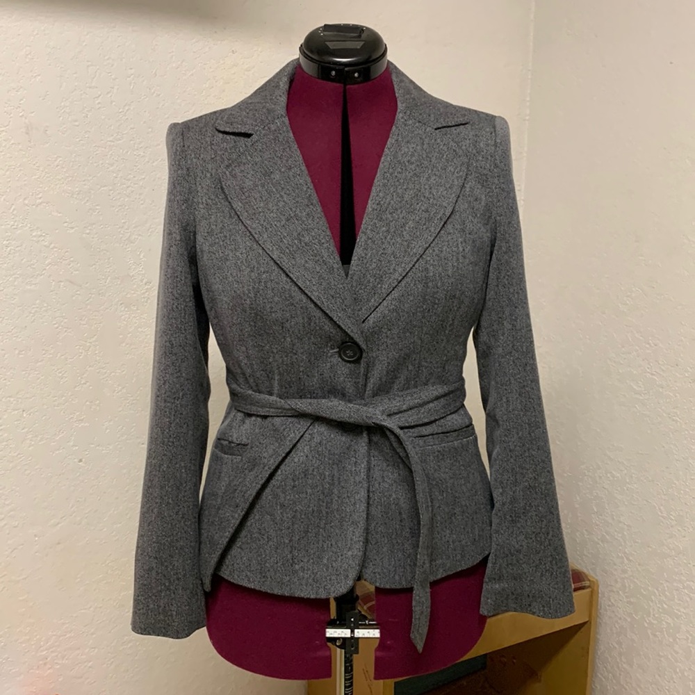 Ann Taylor Gray Blazer with Tie